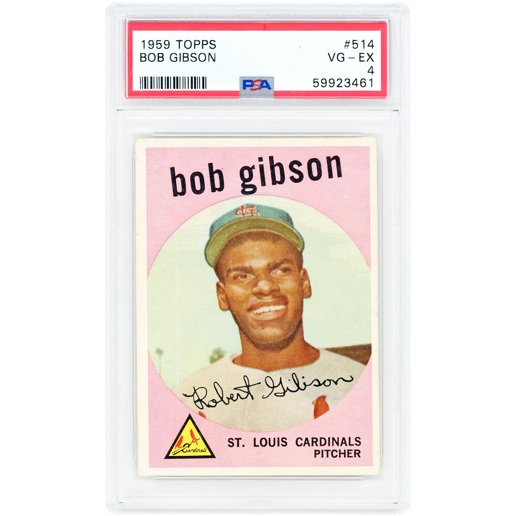 Bob Gibson St. Louis Cardinals 1959 Topps #514 PSA Authenticated 4 Rookie Card