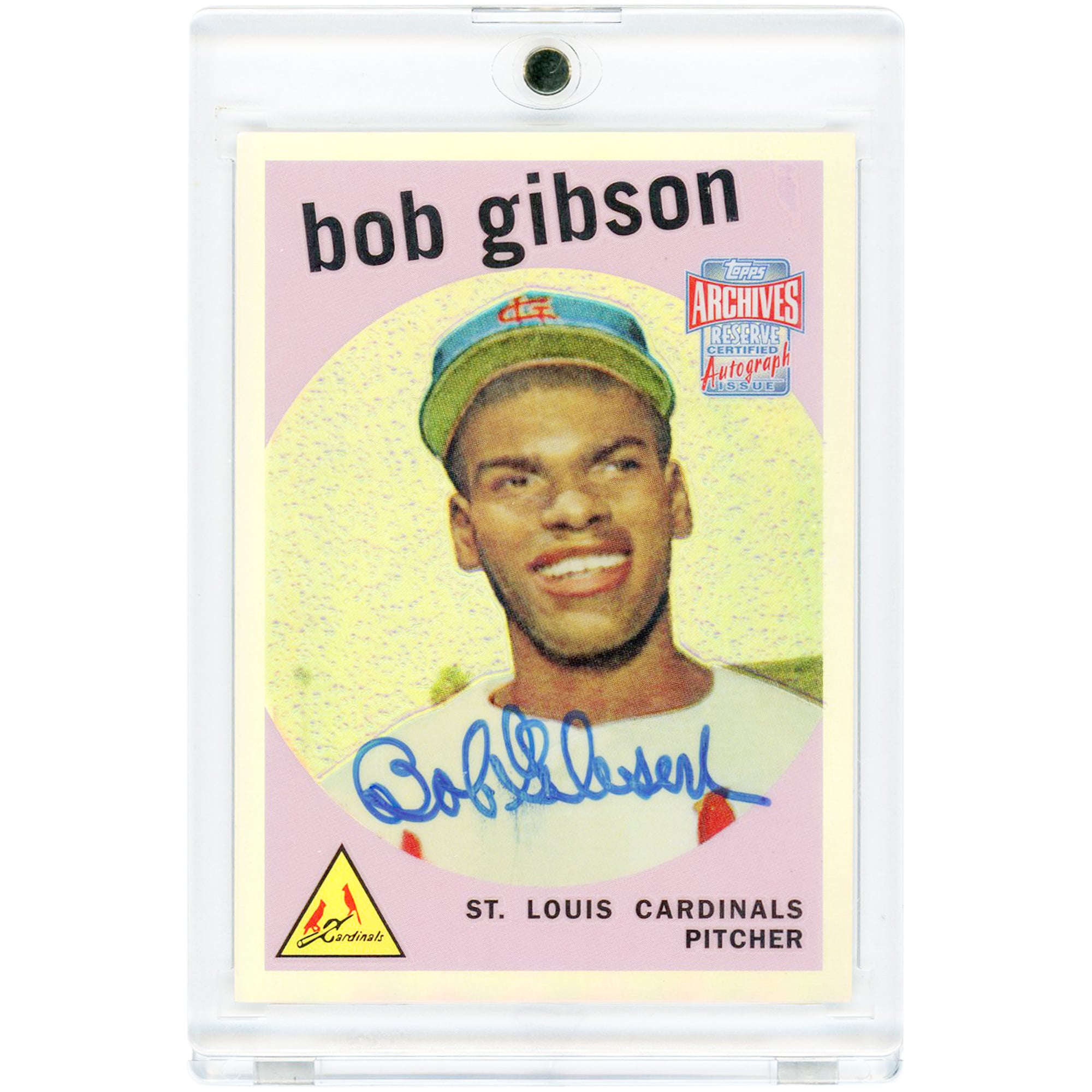Bob Gibson St. Louis Cardinals Autographed 2001 Topps Archives Rookie Reprint Refractor #514 Card