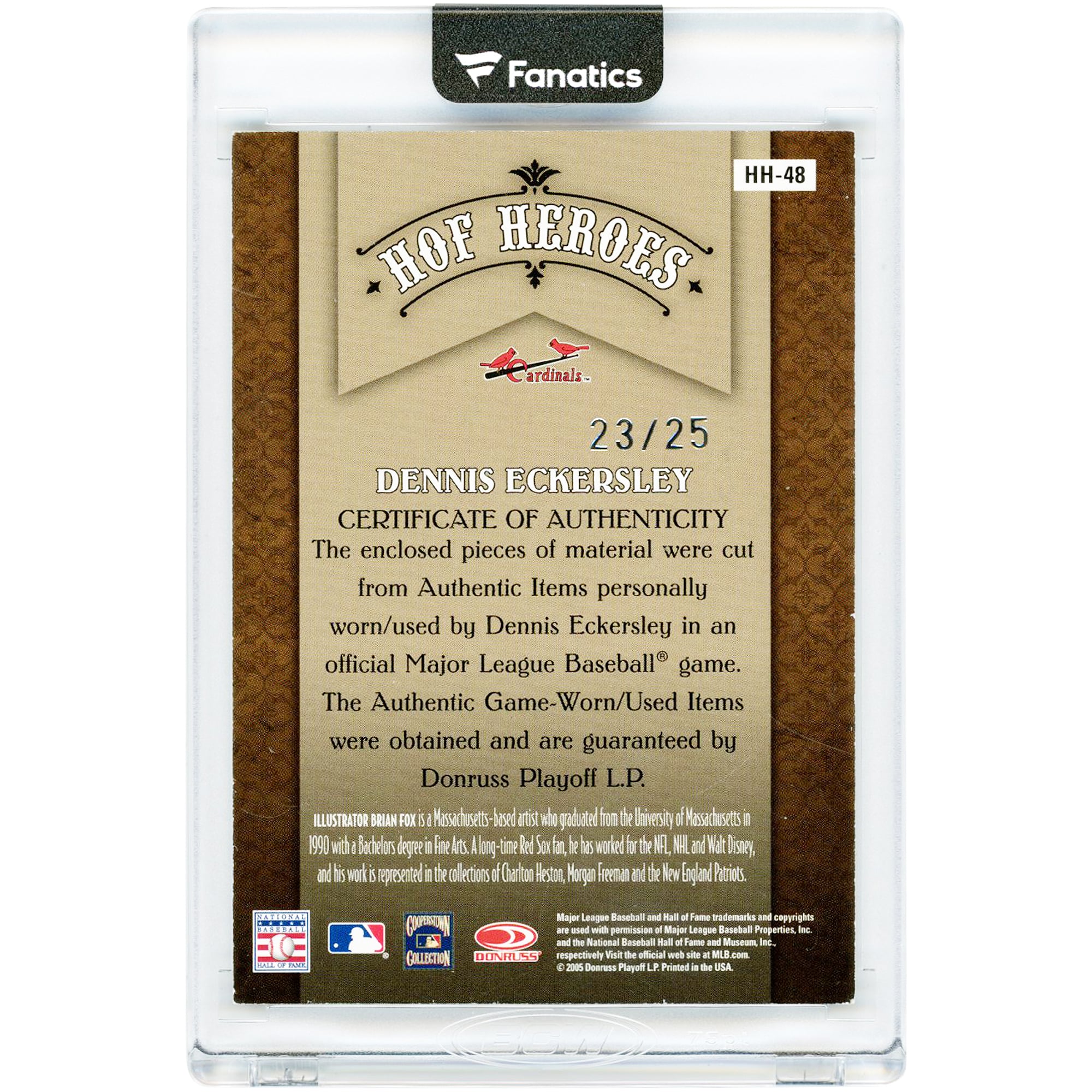 Carte autographiée de Dennis Eckersley (St. Louis Cardinals) 2005 Donruss Diamond Kings HOF Heroes Dual Game Used Jersey Relics #HH-48 #23/25