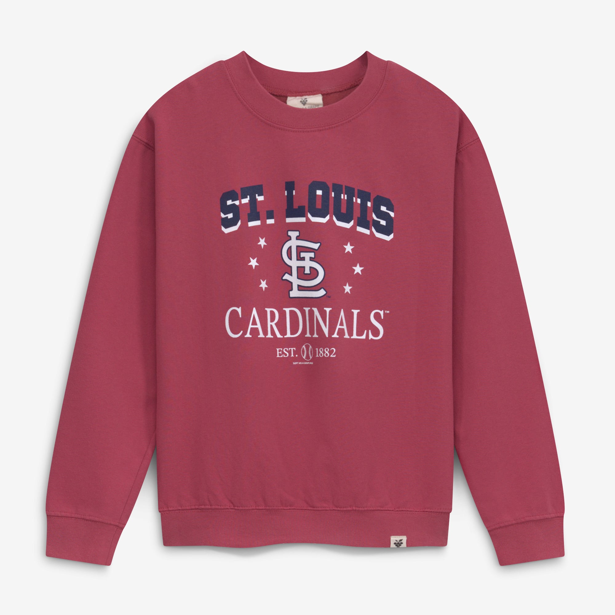Girls Youth Soft as a Grape Red St. Louis Cardinals Pigment Dyed Sweatshirt