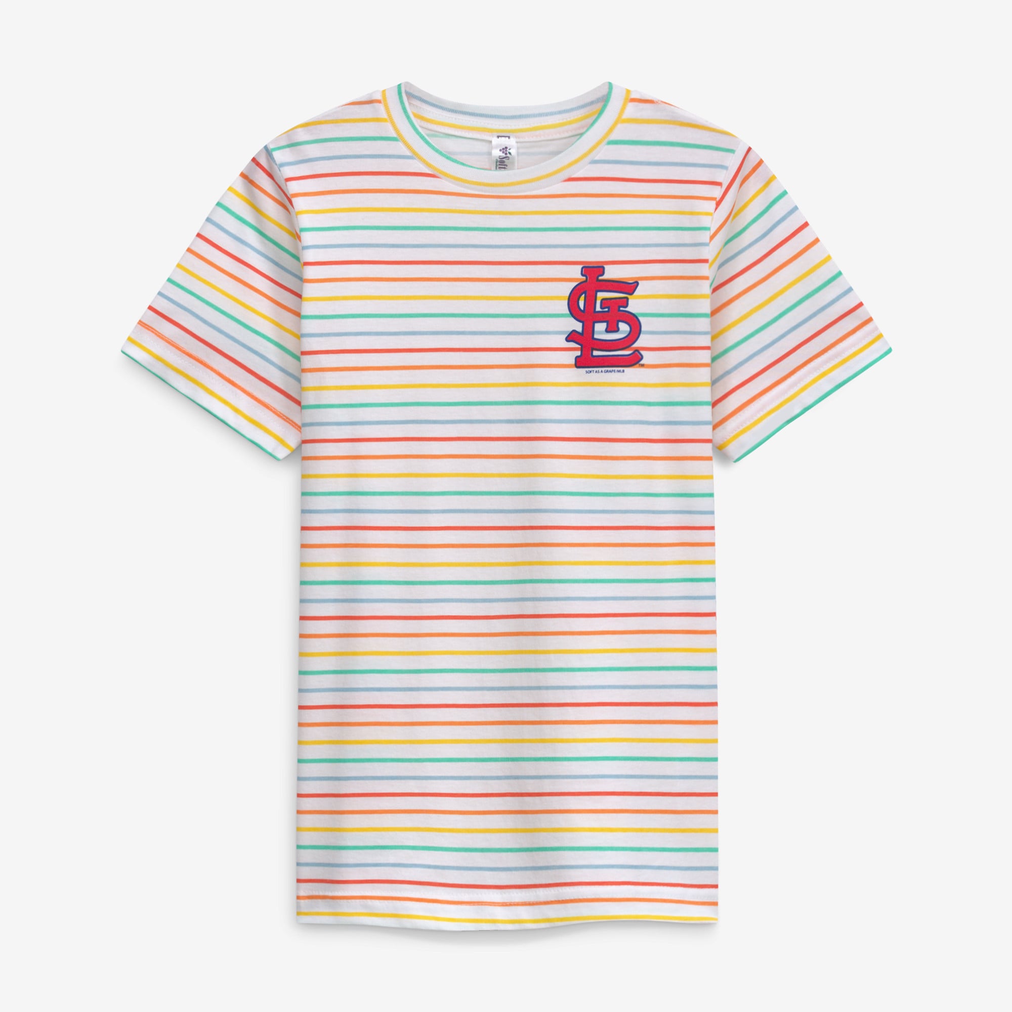Girls Youth Soft as a Grape  White St. Louis Cardinals Striped T-Shirt