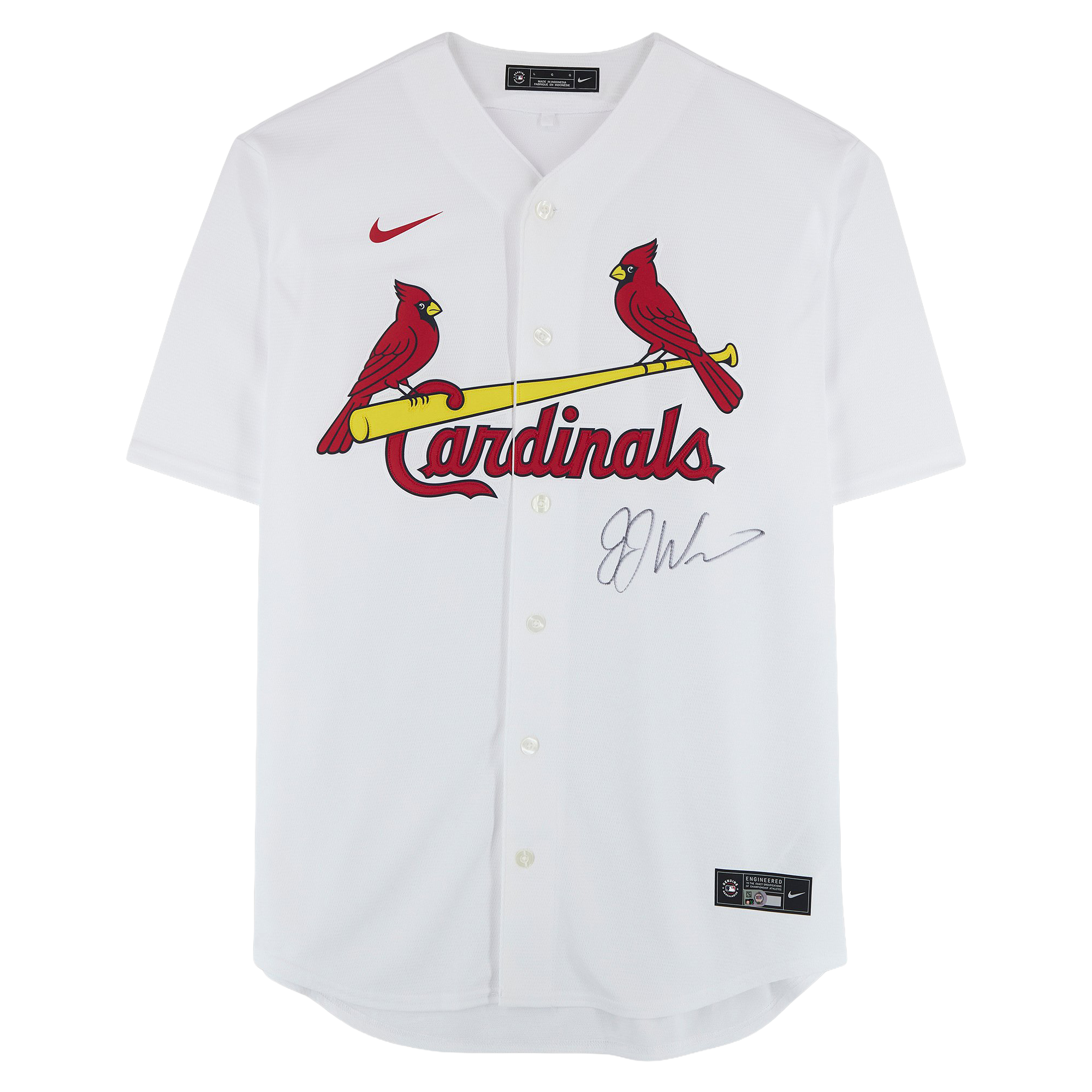Maillot réplique blanc Nike autographié par JJ Wetherholt des Cardinals de Saint-Louis
