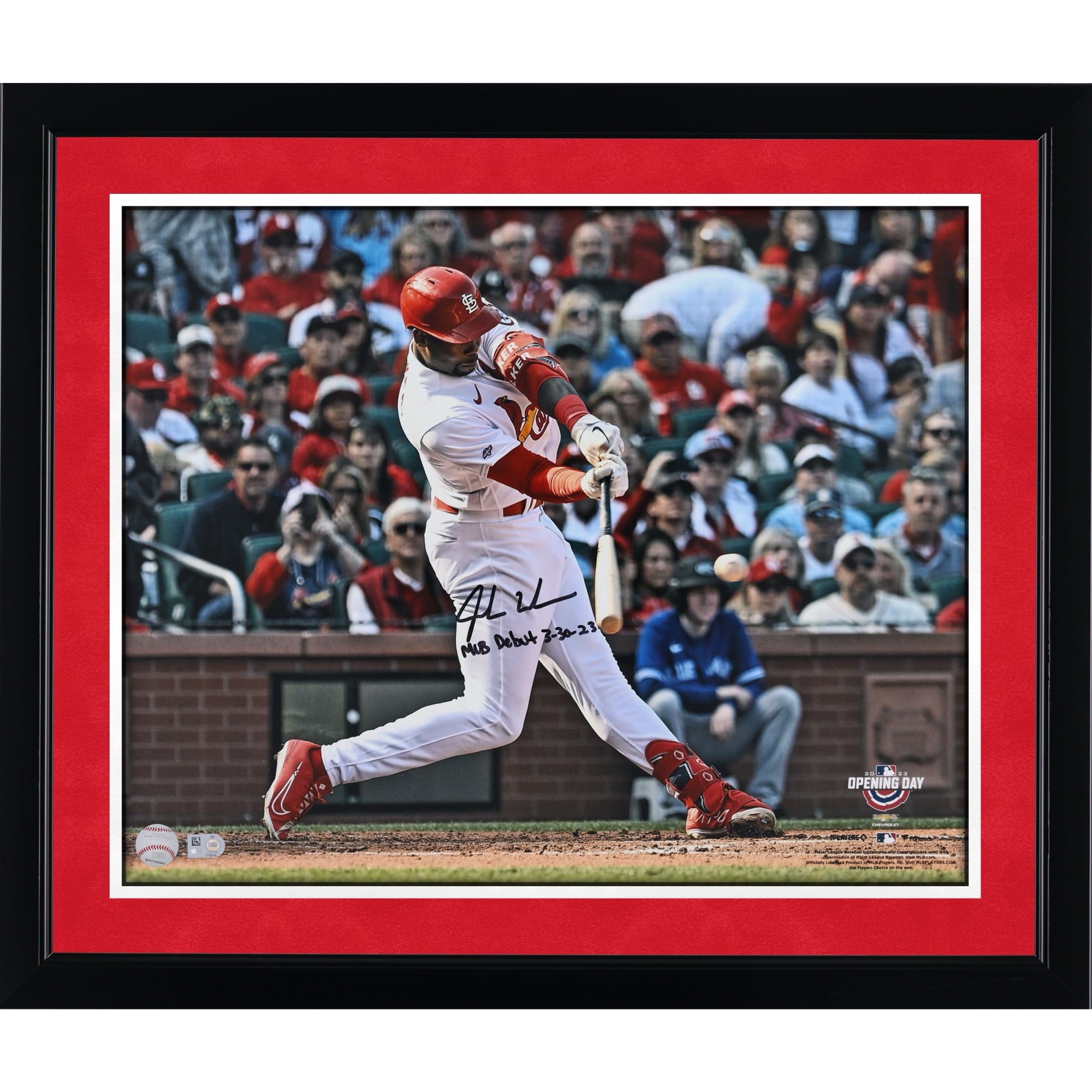 Jordan Walker St. Louis Cardinals Autographed 16" x 20" Opening Day Photograph with "MLB Debut 3-30-23" Inscription