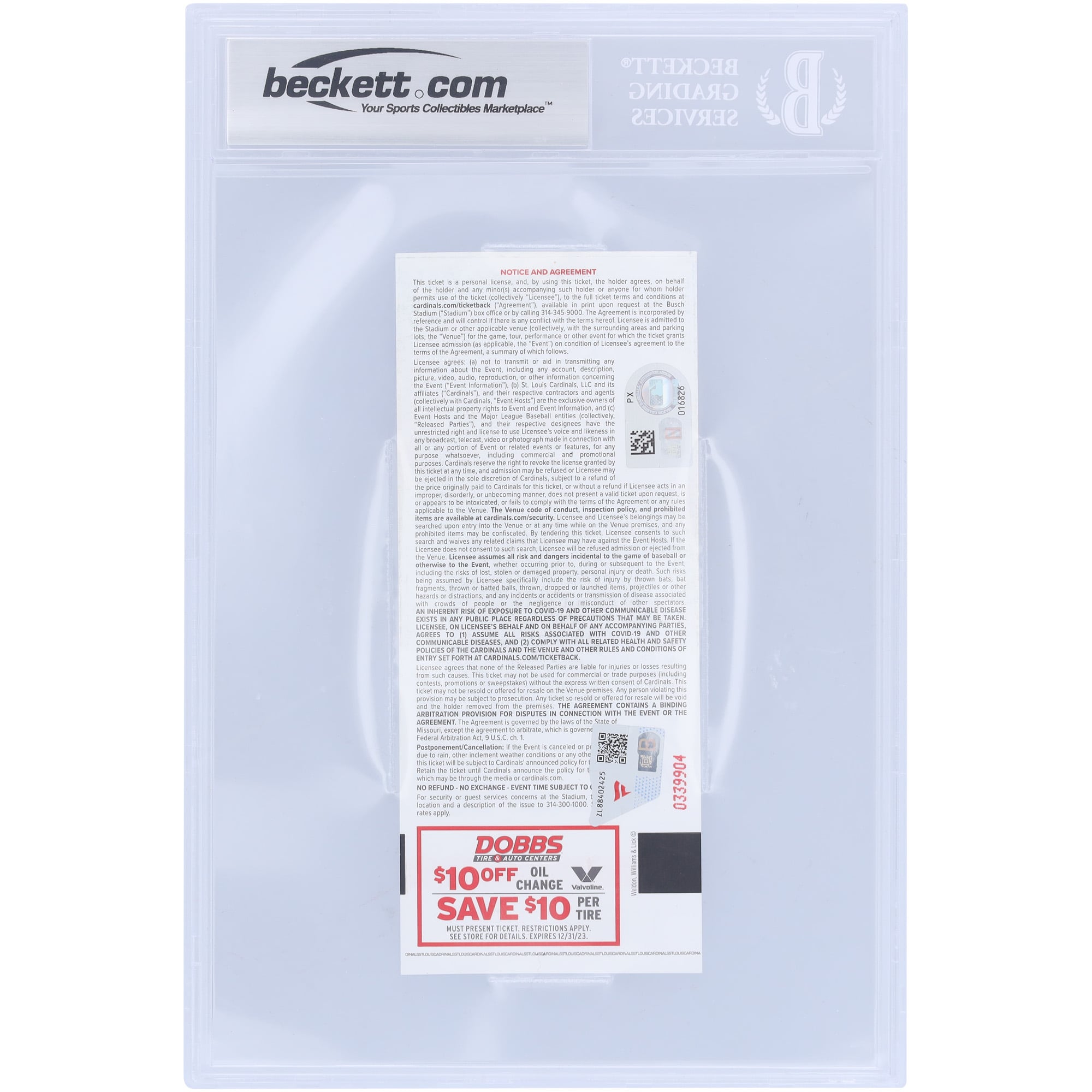 Jordan Walker St. Louis Cardinals Autographed 1st Multi-Hit & First Stolen Base Beckett Fanatics Witnessed Authenticated 9/10 Ticket from April 1, 2023 with "1st Career SB" Inscription