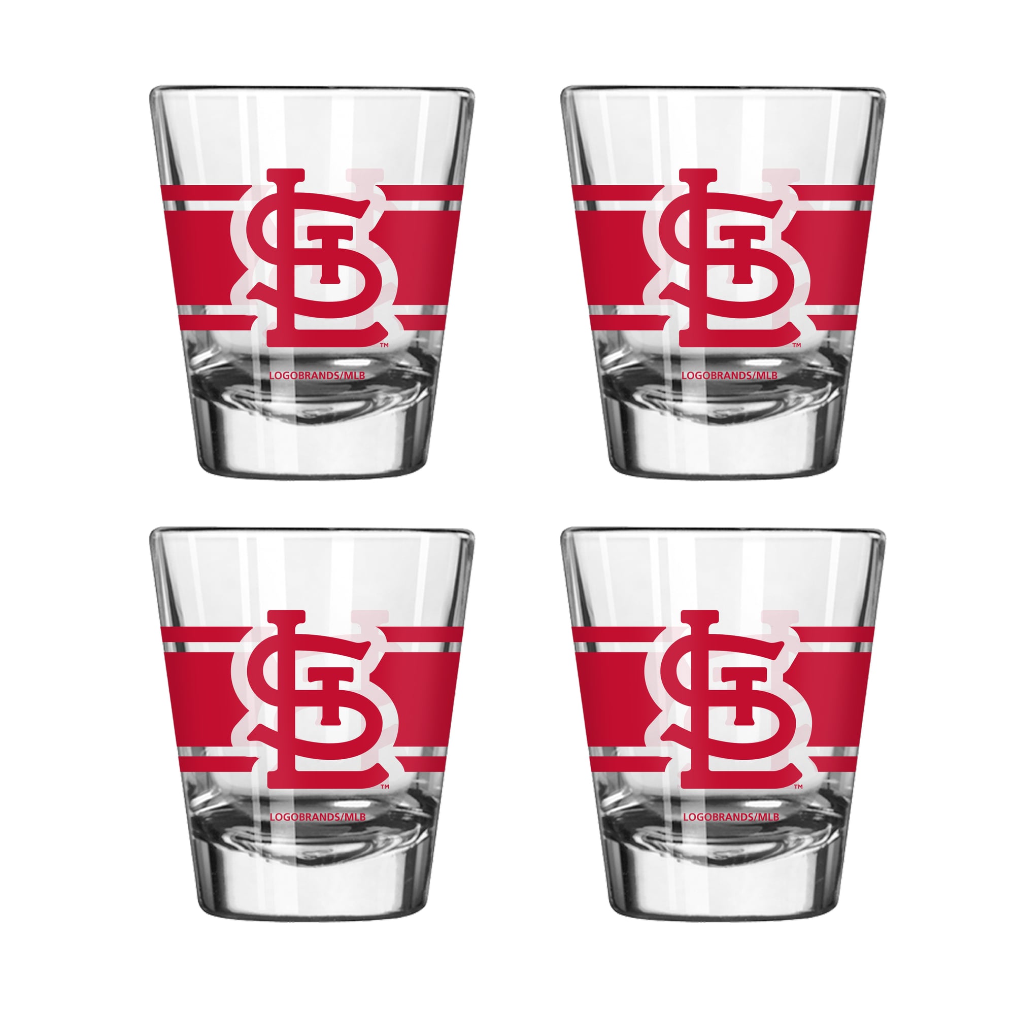Ensemble de quatre verres à shot rayés Logo Brands St. Louis Cardinals