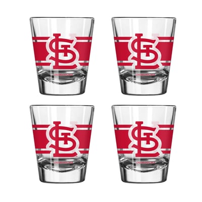 St. Louis Cardinals Logo Brands Four-Piece Stripe Shot Glass Set