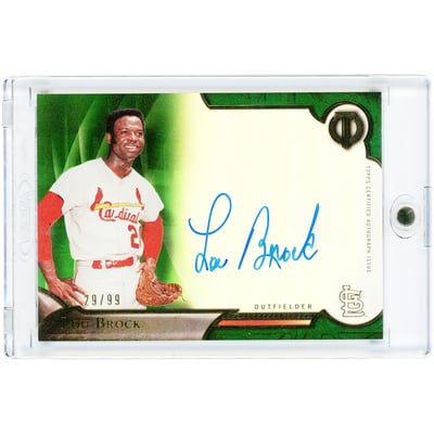 Lou Brock St. Louis Cardinals Autographed 2016 Topps Tribute Green #TA-LB #29/99 Card