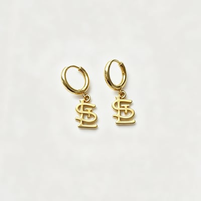 St. Louis Cardinals LUV AJ  Logo Charm Huggie Earrings 
