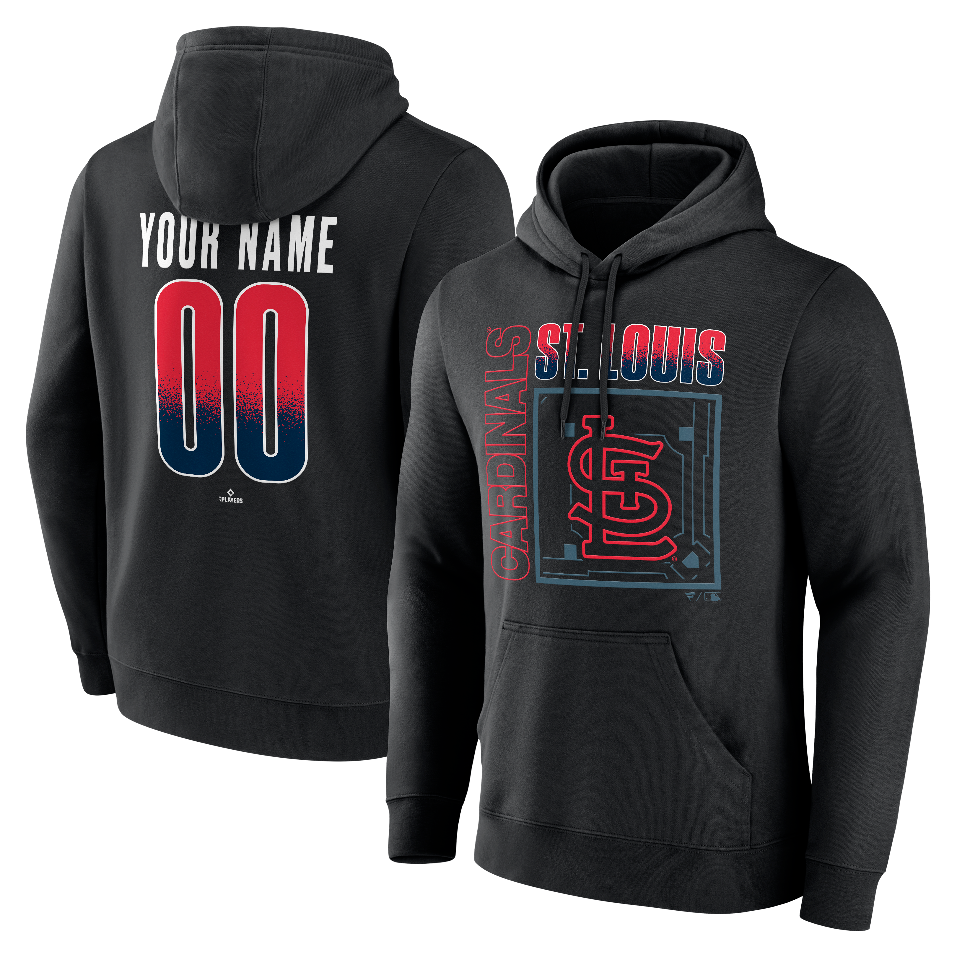 Men's Black St. Louis Cardinals Home Field Pop Personalized Name & Number Hoodie