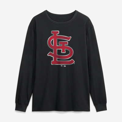 St. Louis Cardinals  Metallic Mascot Long Sleeve T-Shirt - Black