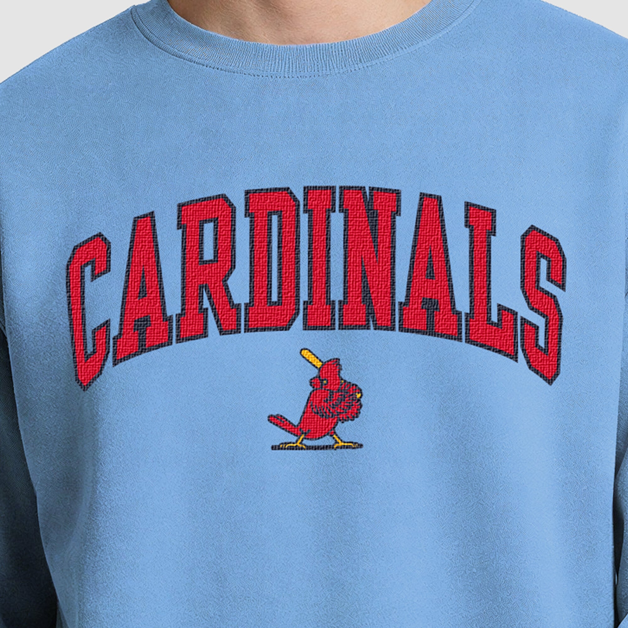 Sweat-shirt polaire à col rond bleu clair Champion pour homme, aux couleurs des Cardinals de Saint-Louis
