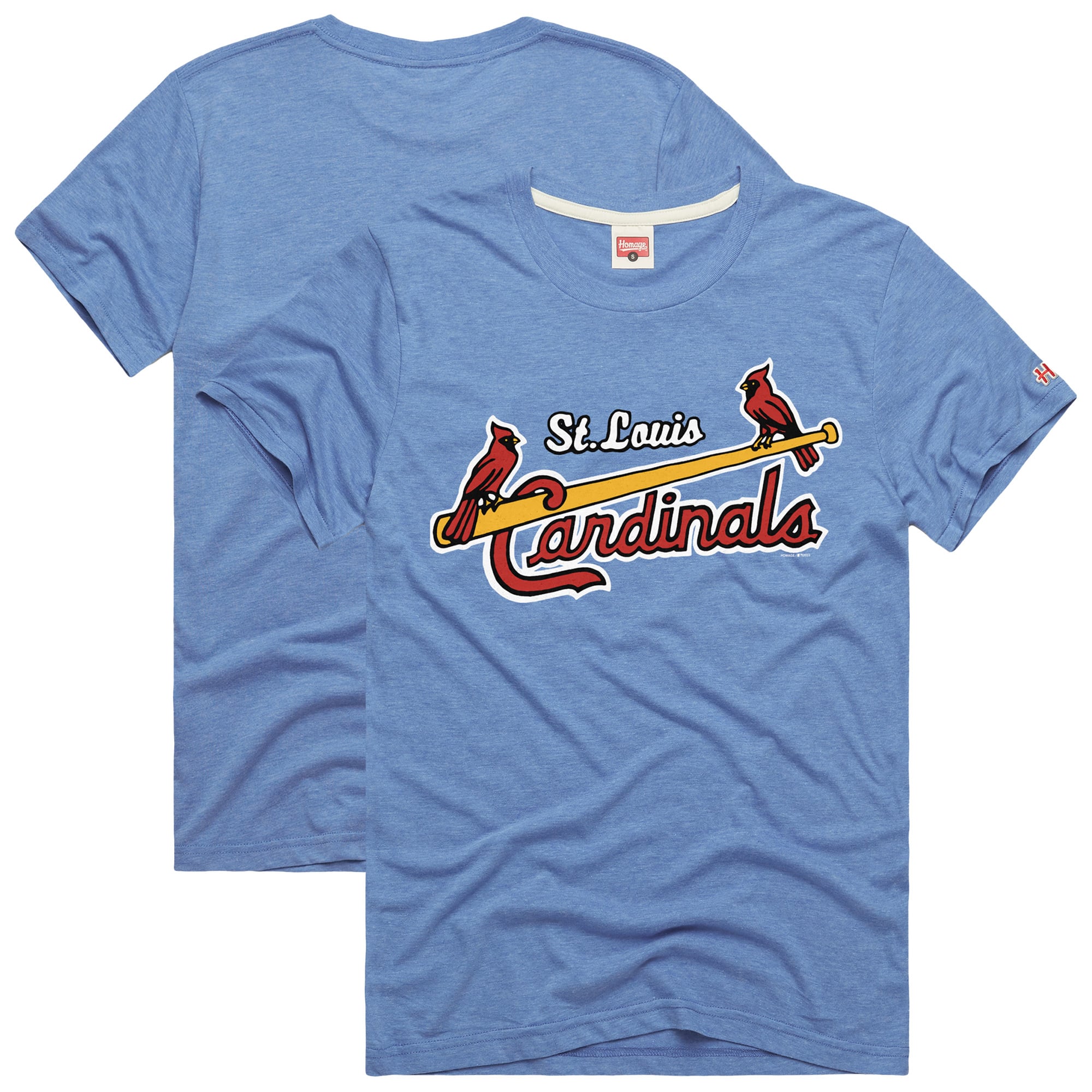 Men's Homage  Light Blue St. Louis Cardinals Hyper Local Refresh Tri-Blend T-Shirt