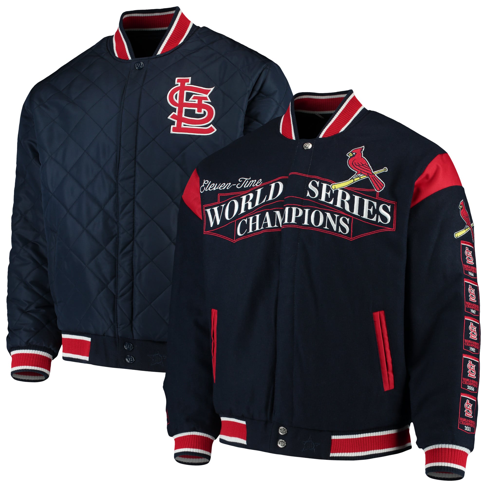 St. Louis Cardinals JH Design Wool Reversible Full-Snap Jacket - Navy