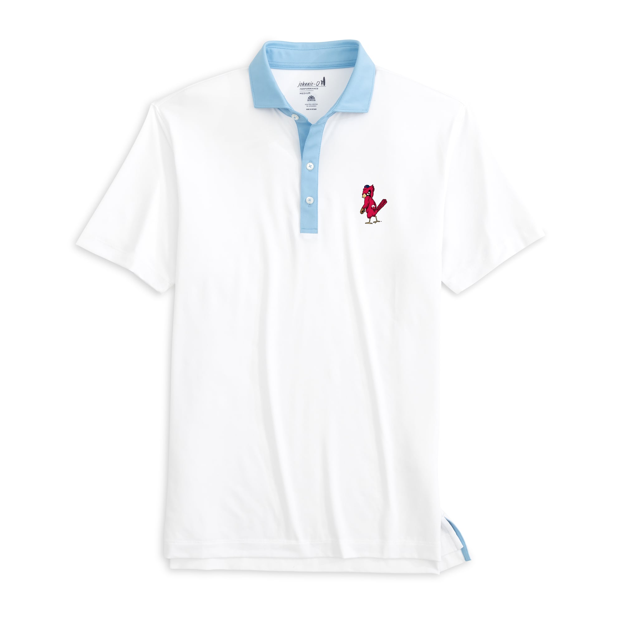 Polo de performance Johnnie-O pour homme, blanc/bleu clair, logo Cooperstown des Cardinals Saint-Louis, Ramos.