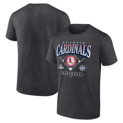 St. Louis Cardinals Logo Athletic Diamond Logo T-Shirt - Charcoal