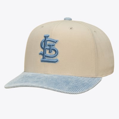  St. Louis Cardinals Mitchell & Ness Washed Corduroy Pro Crown Snapback Hat - Cream/Light Blue