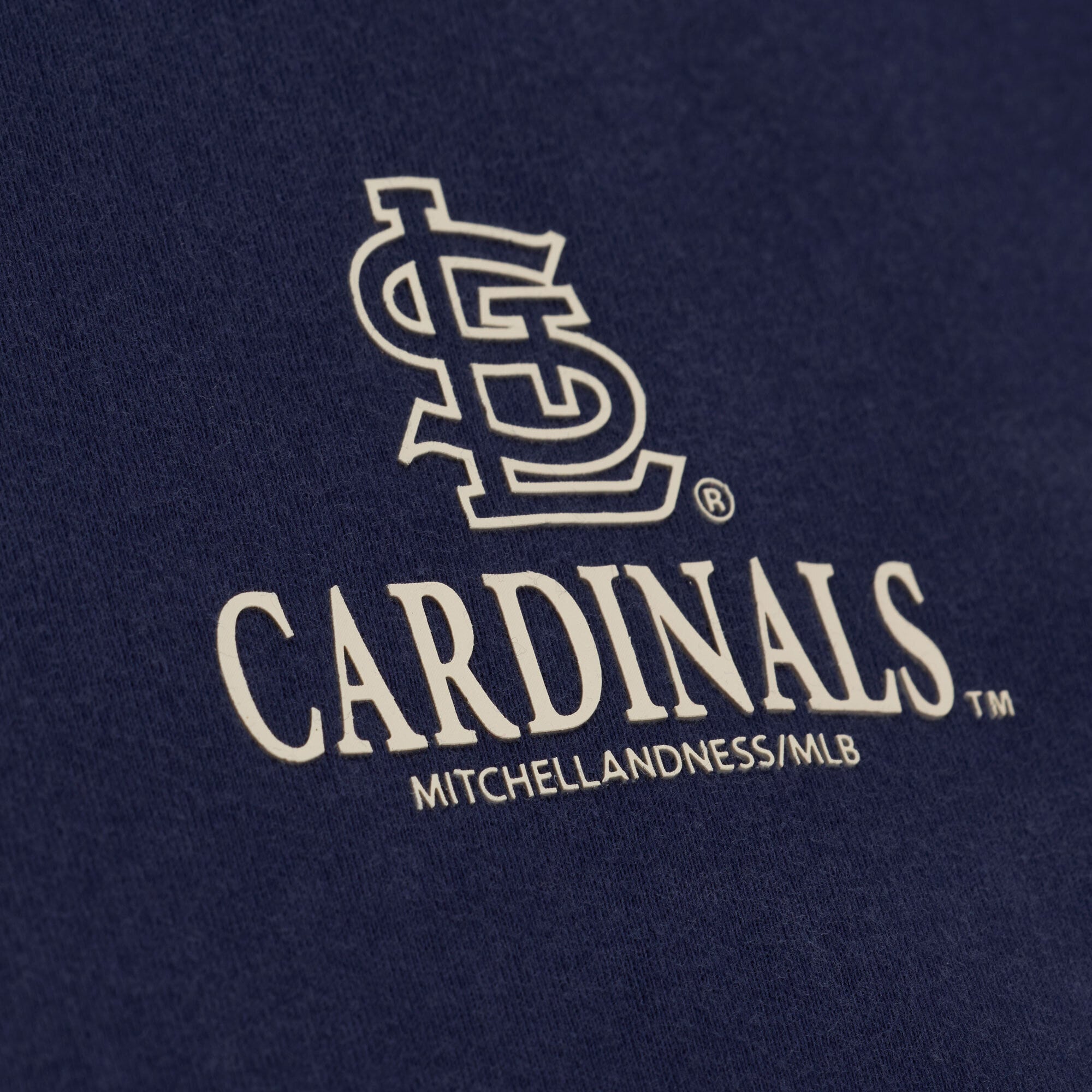 T-shirt Mitchell & Ness Core Essentials bleu marine pour homme, modèle St. Louis Cardinals