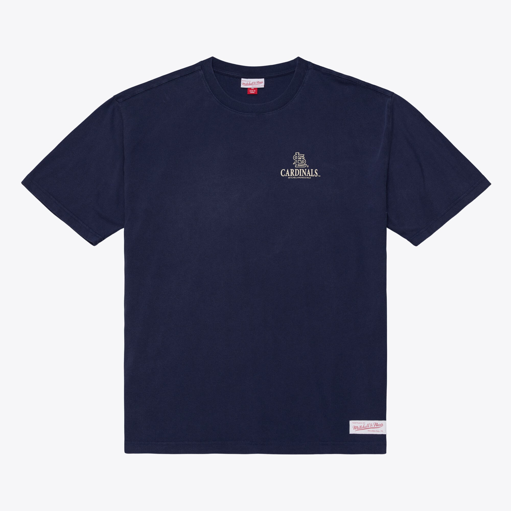 T-shirt Mitchell & Ness Core Essentials bleu marine pour homme, modèle St. Louis Cardinals