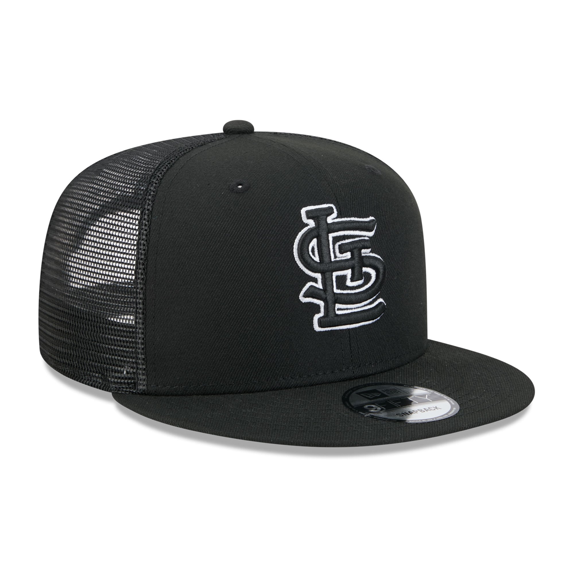 Casquette trucker ajustable New Era 9FIFTY noire pour homme, motif Cardinals de Saint-Louis