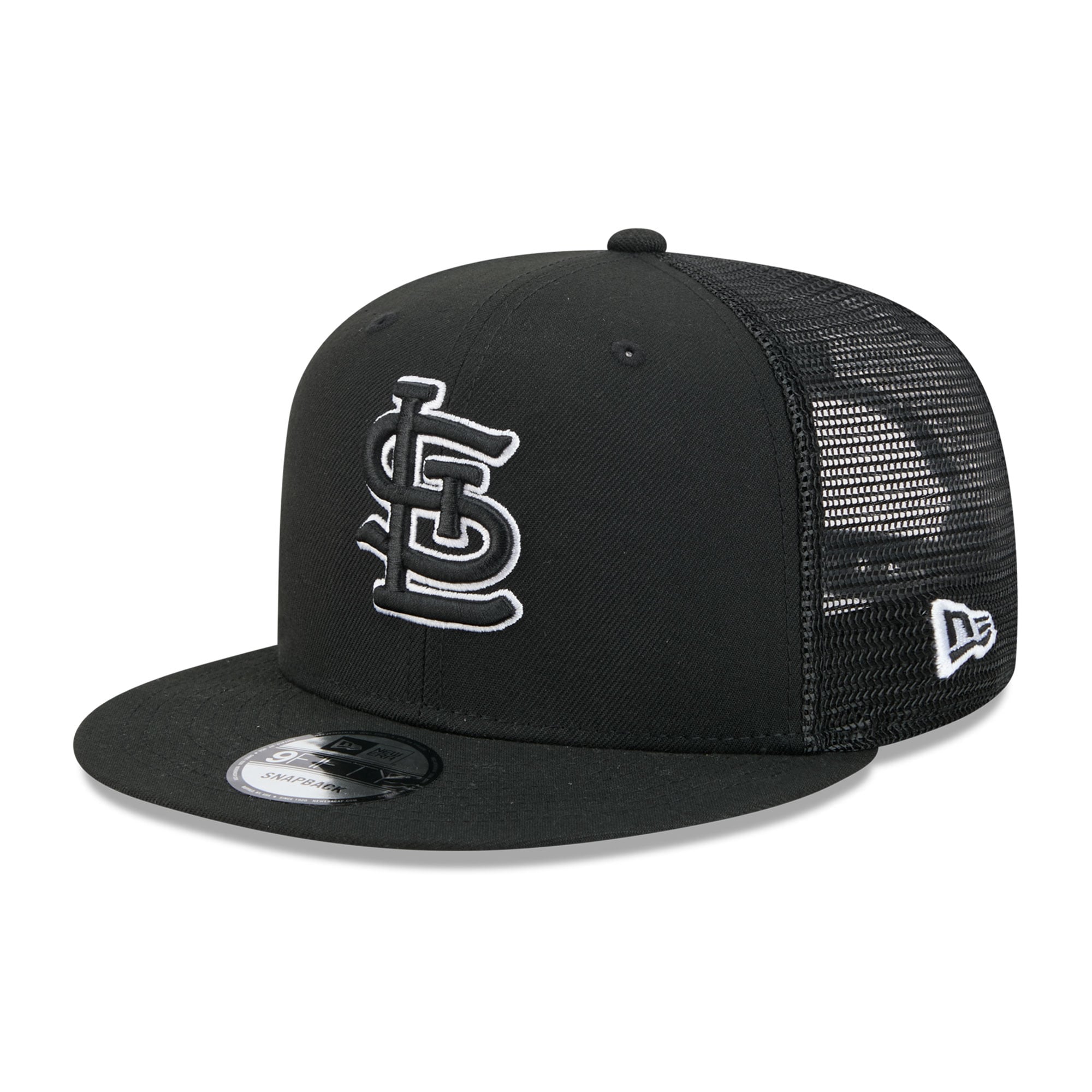 Casquette trucker ajustable New Era 9FIFTY noire pour homme, motif Cardinals de Saint-Louis