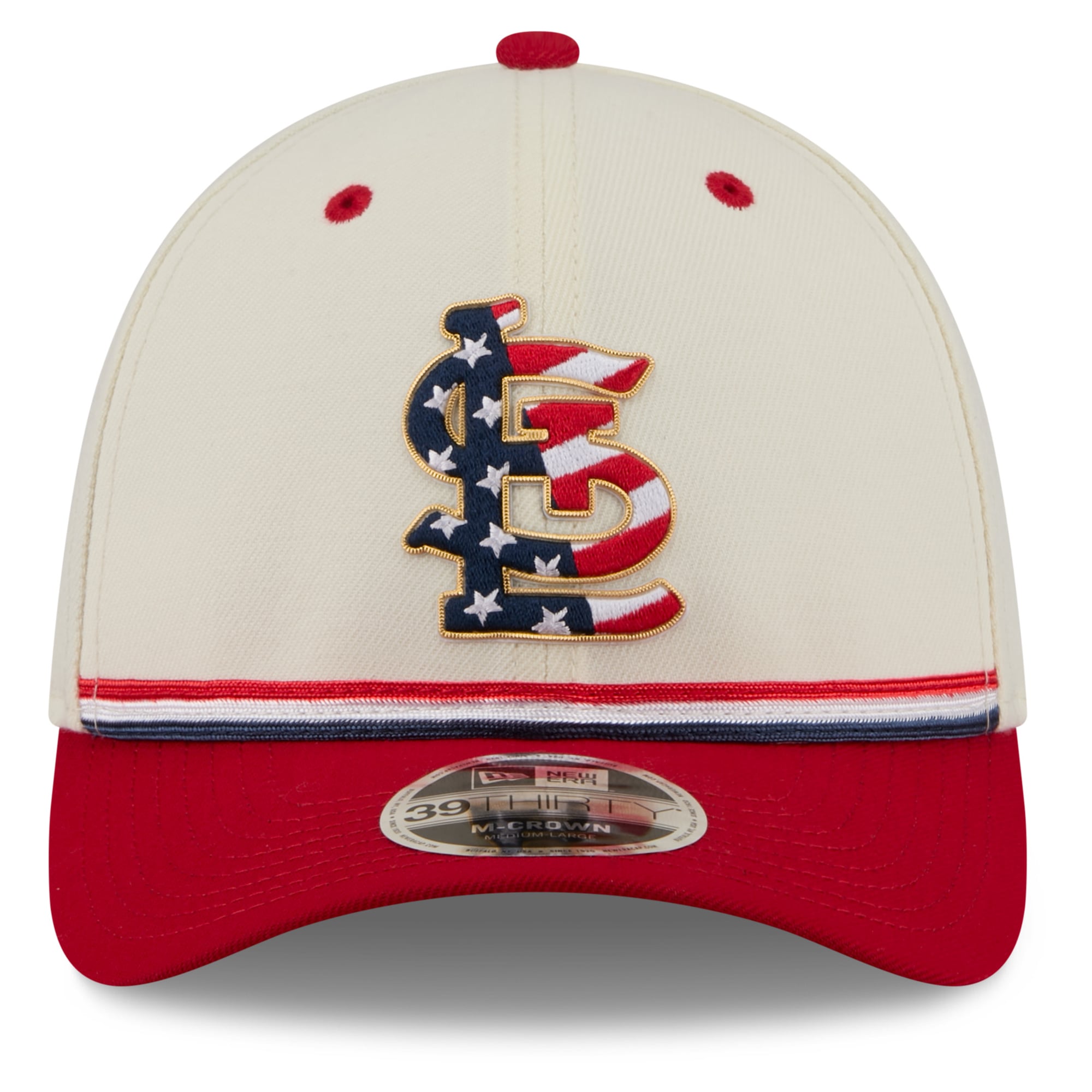 Men's New Era Cream/Red St. Louis Cardinals USA 250 Fourth of July 39THIRTY M-Crown Flex Hat
