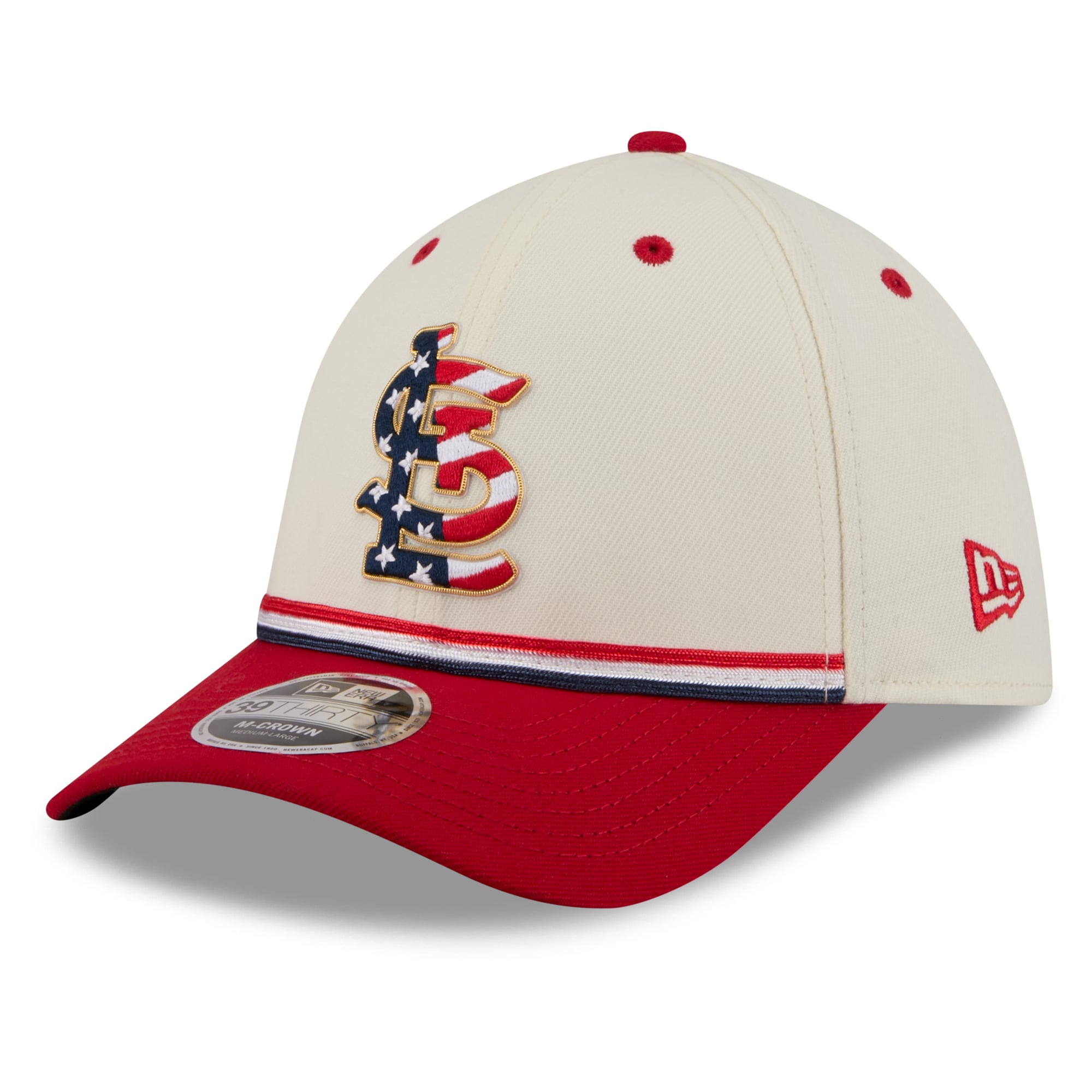 Men's New Era Cream/Red St. Louis Cardinals USA 250 Fourth of July 39THIRTY M-Crown Flex Hat