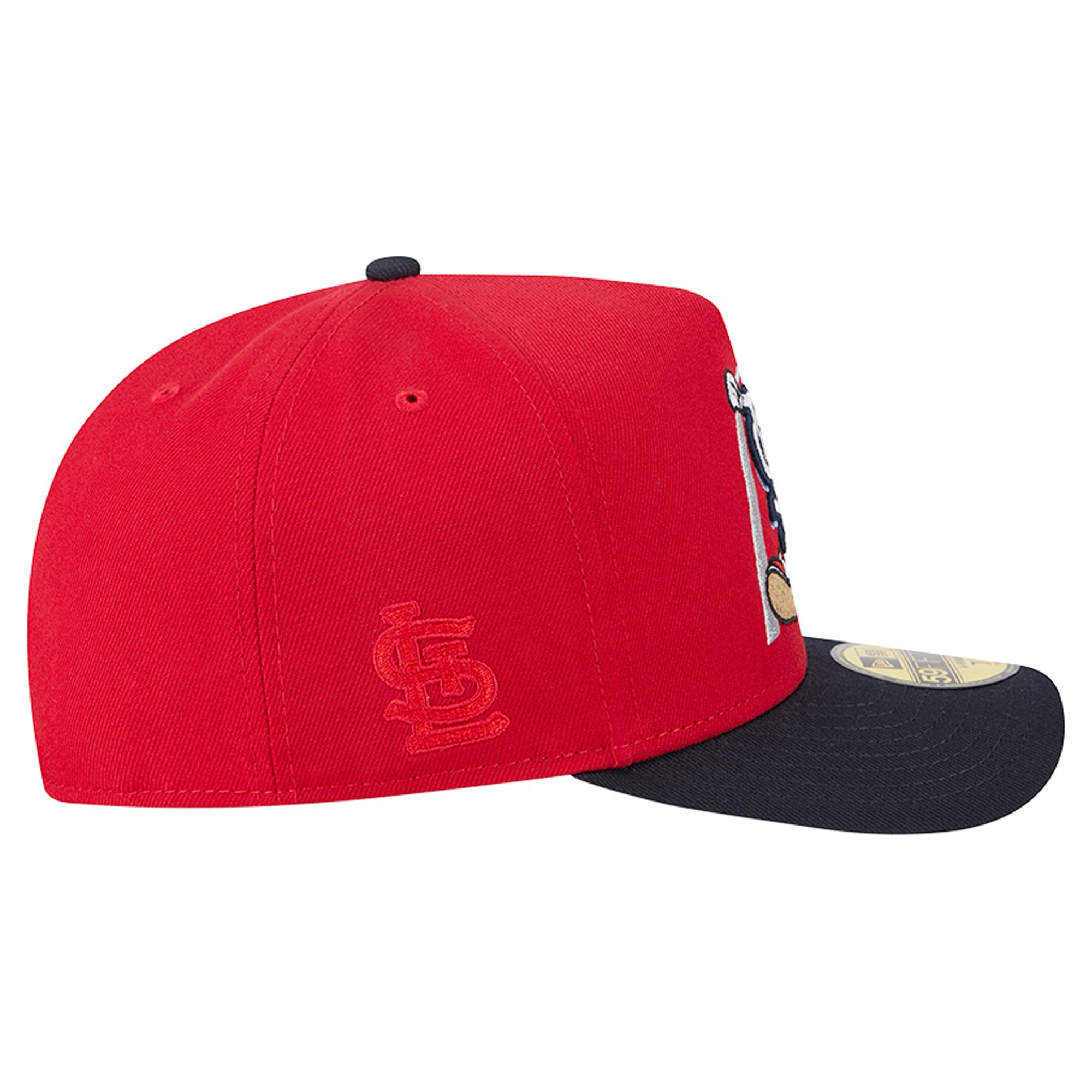 Casquette ajustée New Era 59FIFTY pour homme, rouge/marine, motif dessin animé des Cardinals de Saint-Louis