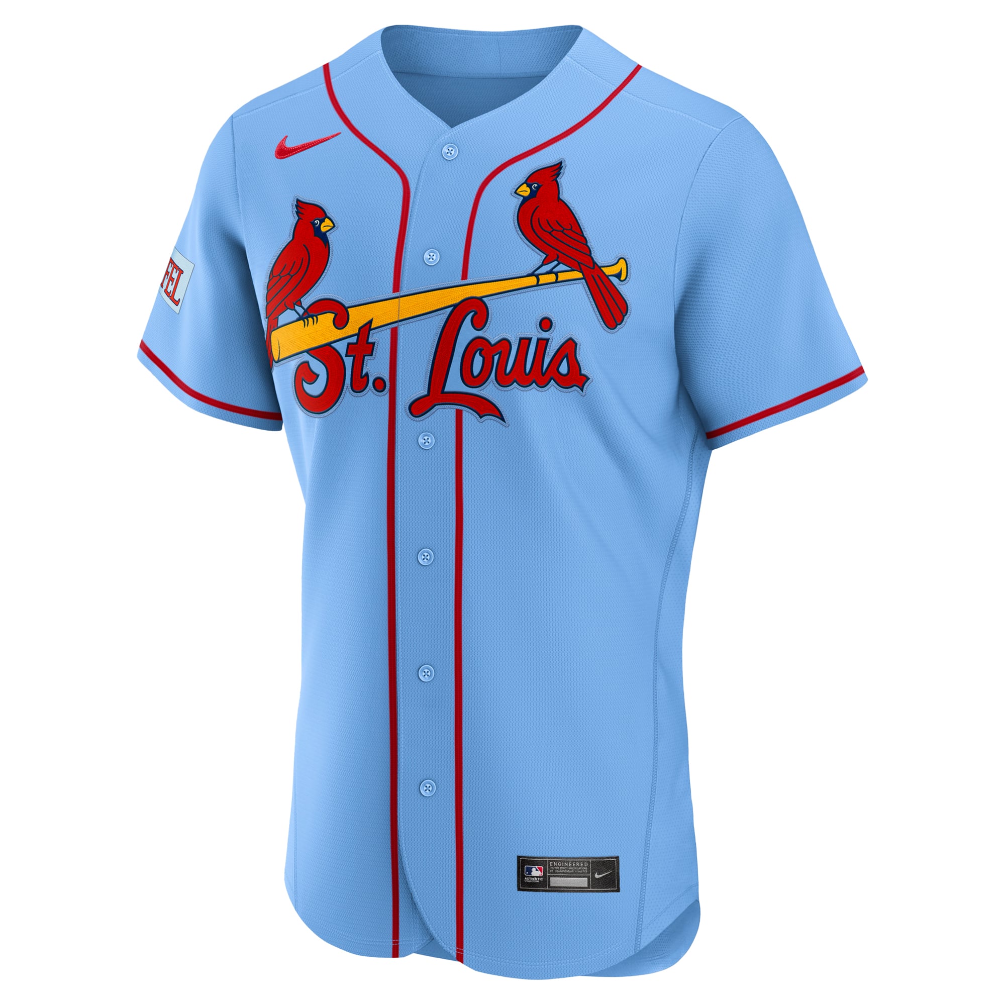 Men's Nike Light Blue St. Louis Cardinals Alternate Sponsor Patch Authentic Jersey