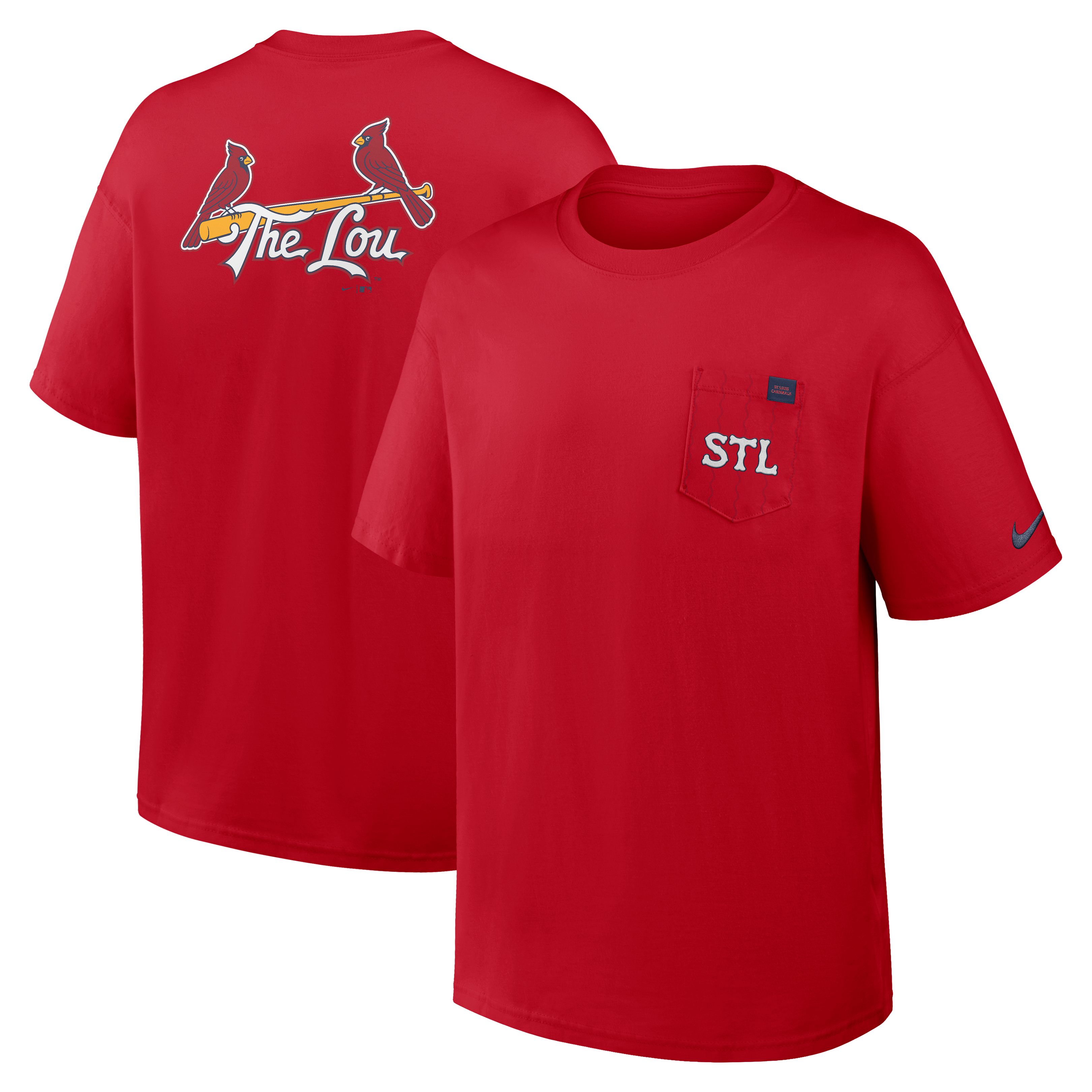 T-shirt à poche Nike City Connect Max90 rouge pour homme, modèle St. Louis Cardinals.