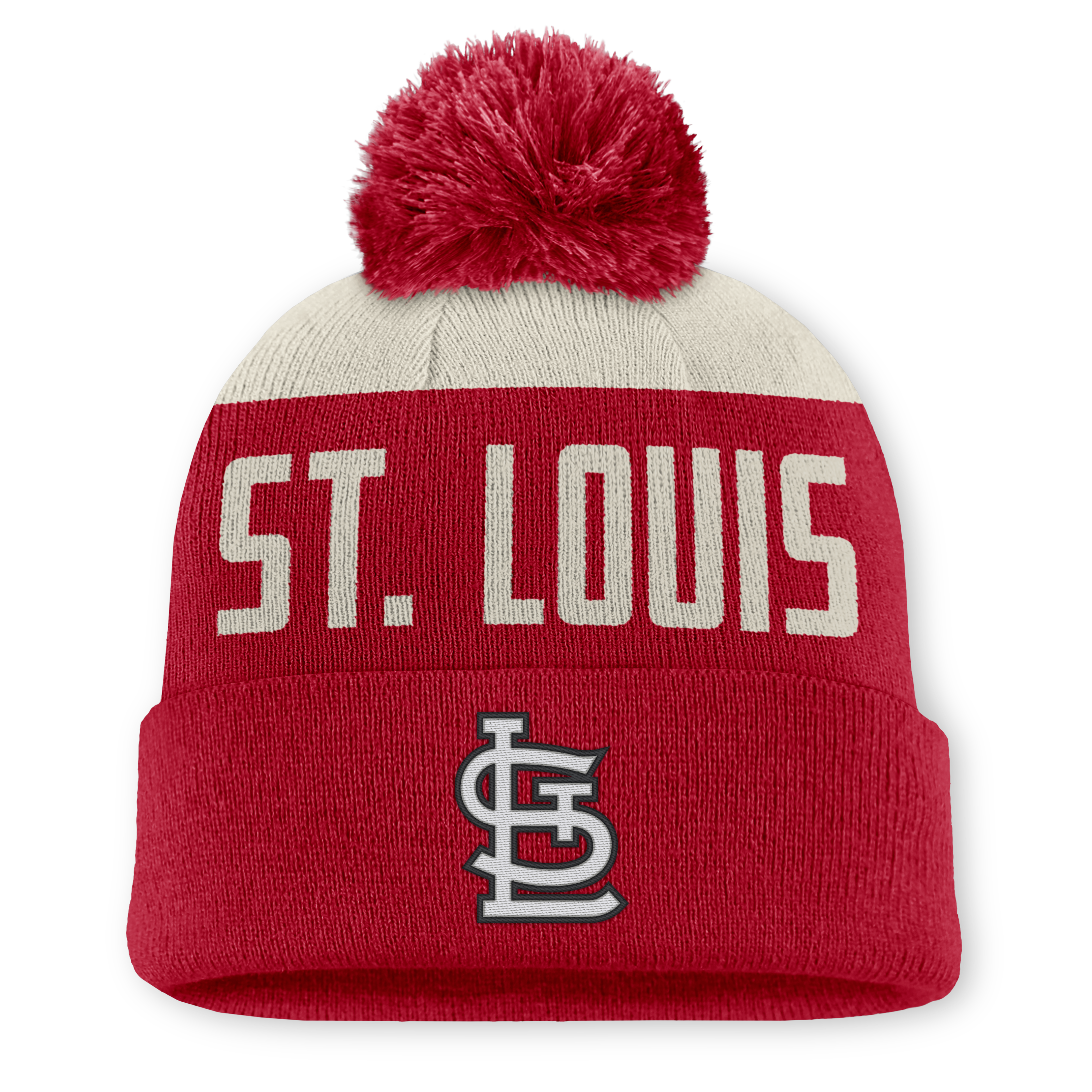 Bonnet Nike Peak Standard à revers et pompon, blanc et rouge, aux couleurs des Cardinals de Saint-Louis.