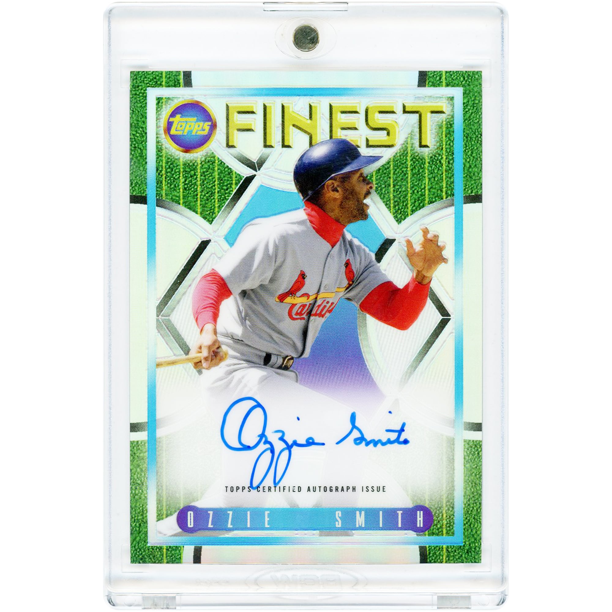 Carte autographiée d'Ozzie Smith (St. Louis Cardinals) 2022 Topps Finest Flashbacks 1995 Topps Finest Design #95FA-OS #25/25