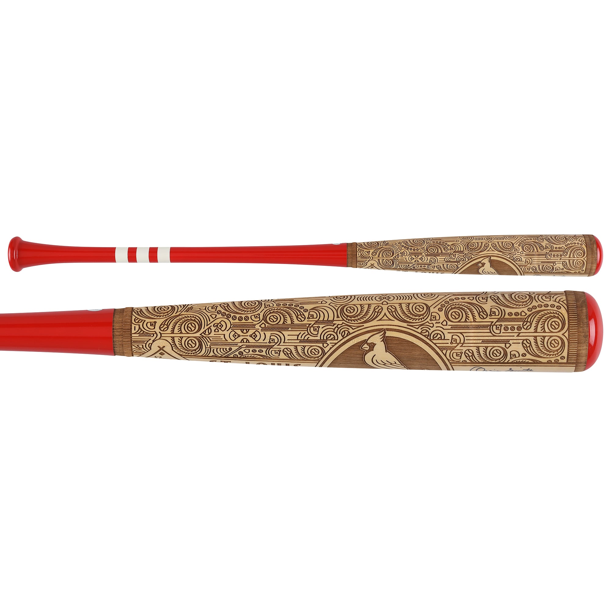 Bâton de baseball Pillbox Bat Company Mural Series autographié par Ozzie Smith, joueur des Cardinals de Saint-Louis, avec inscriptions multiples - Édition limitée n° 10/10
