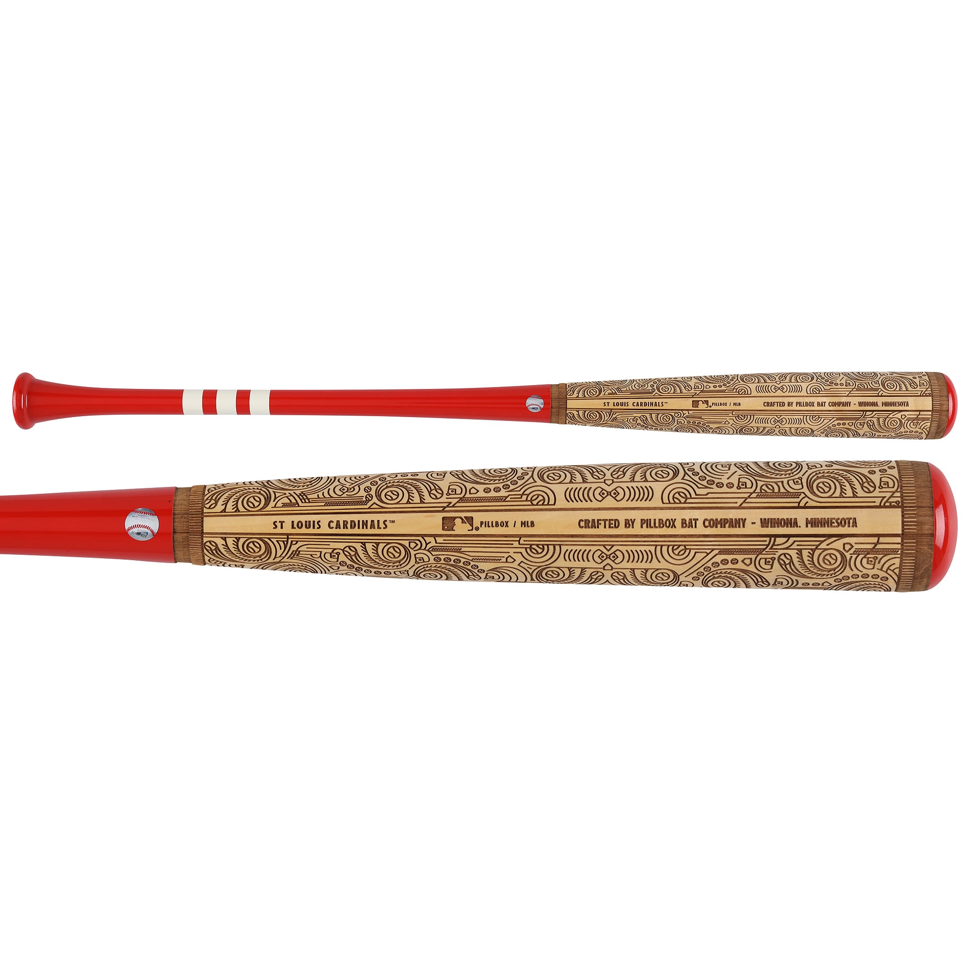 Bâton de baseball Pillbox Bat Company Mural Series autographié par Ozzie Smith, joueur des Cardinals de Saint-Louis, avec inscriptions multiples - Édition limitée n° 10/10