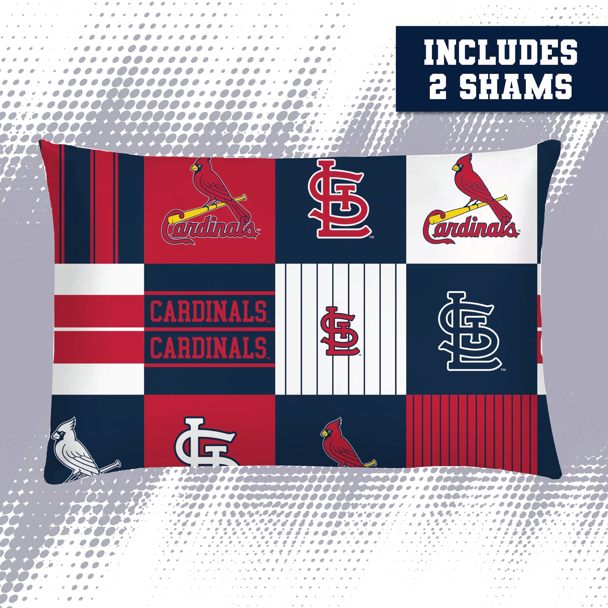 Ensemble de literie trois pièces à carreaux patchwork Pegasus St. Louis Cardinals, format grand/queen.
