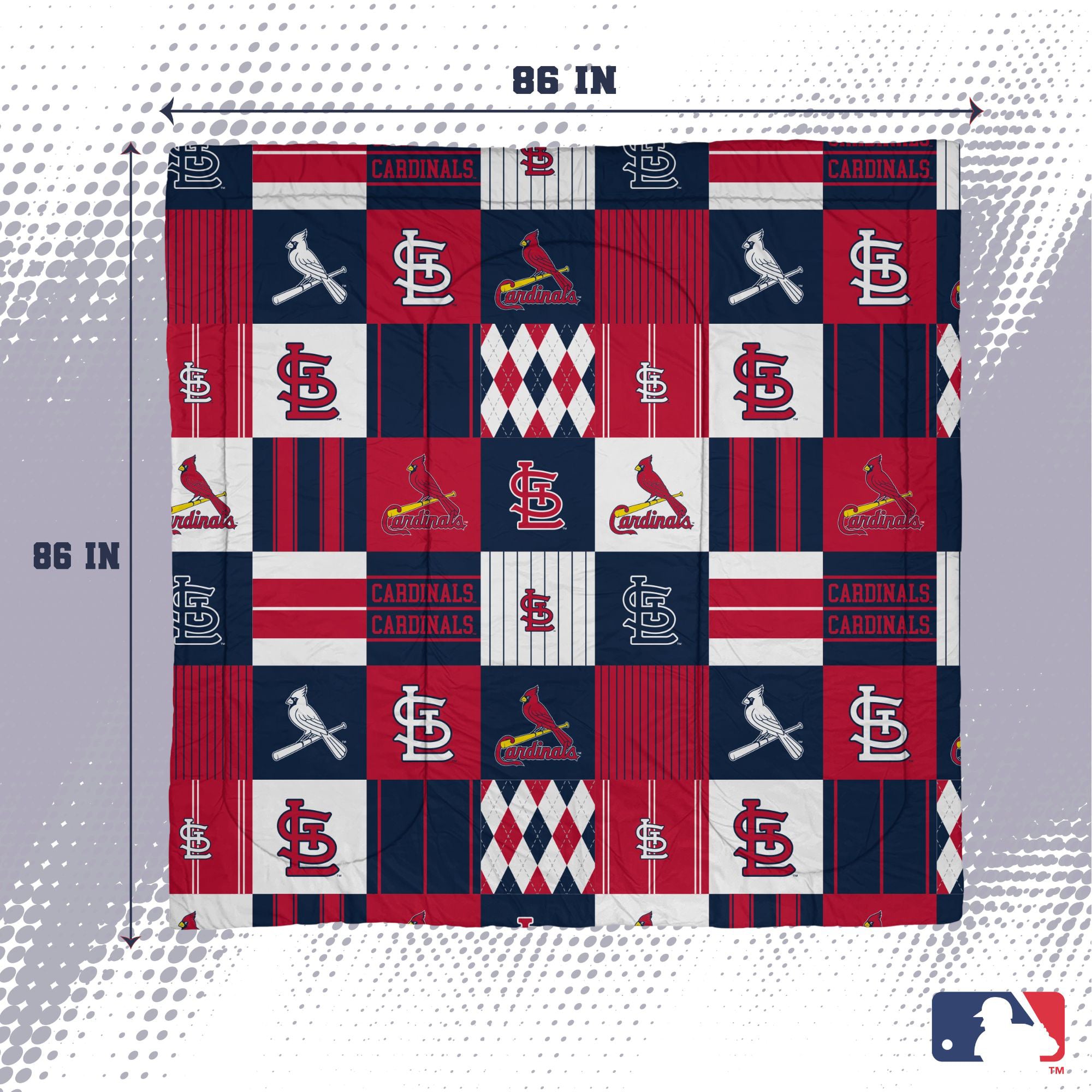 Ensemble de literie trois pièces à carreaux patchwork Pegasus St. Louis Cardinals, format grand/queen.