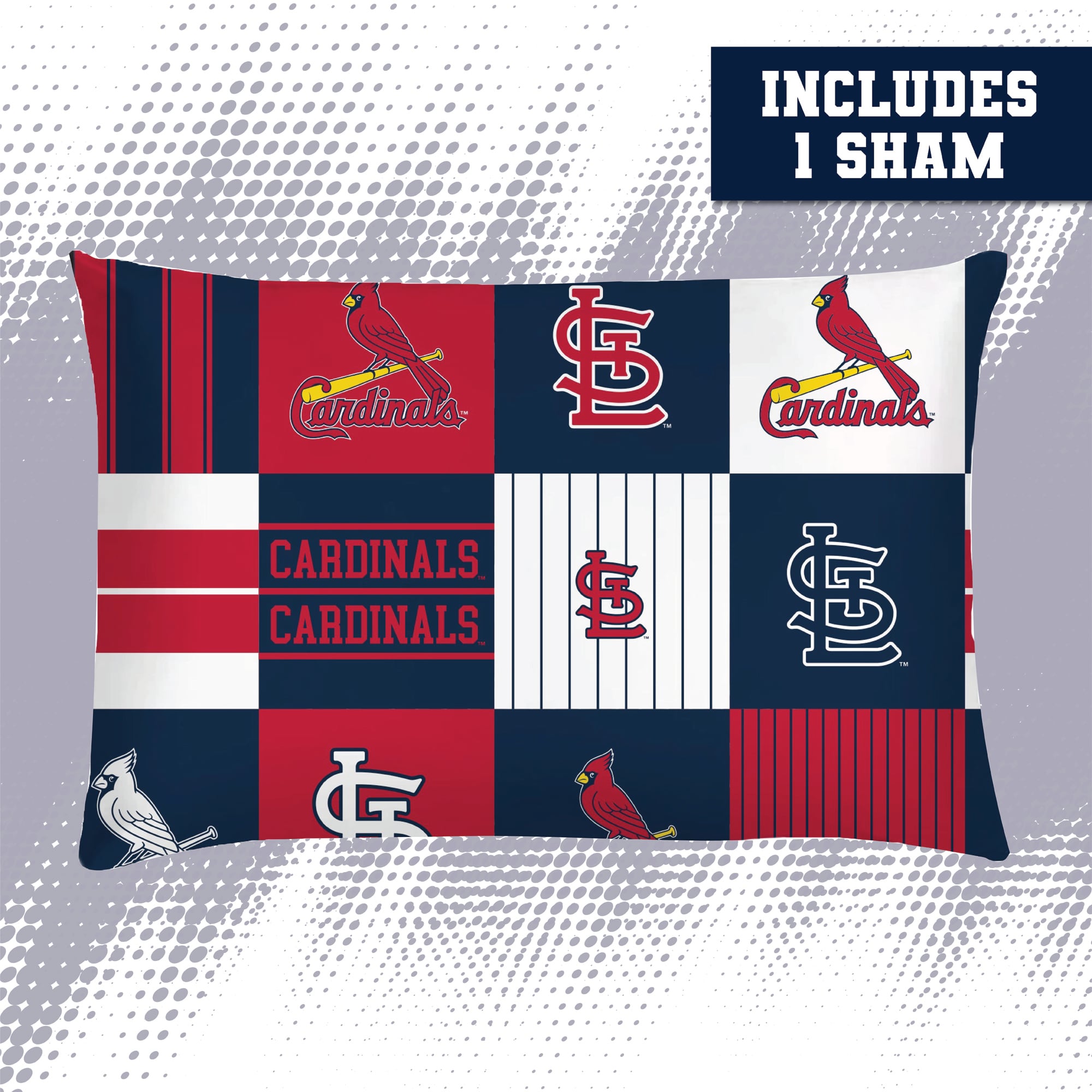 Ensemble de literie deux pièces Pegasus St. Louis Cardinals à carreaux patchwork, pour lit simple/simple XL.