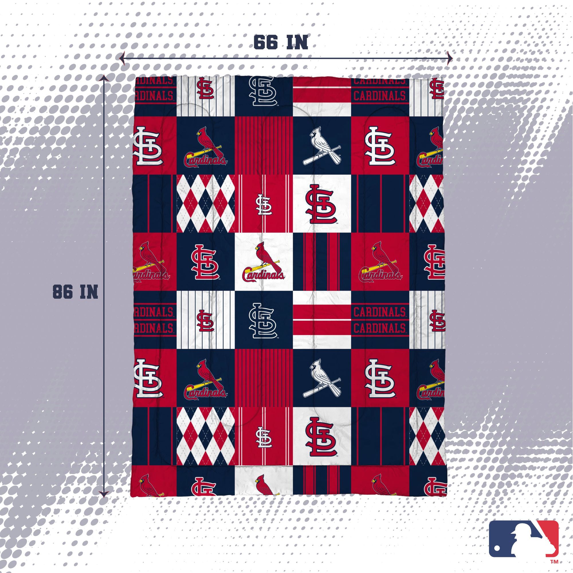 Ensemble de literie deux pièces Pegasus St. Louis Cardinals à carreaux patchwork, pour lit simple/simple XL.