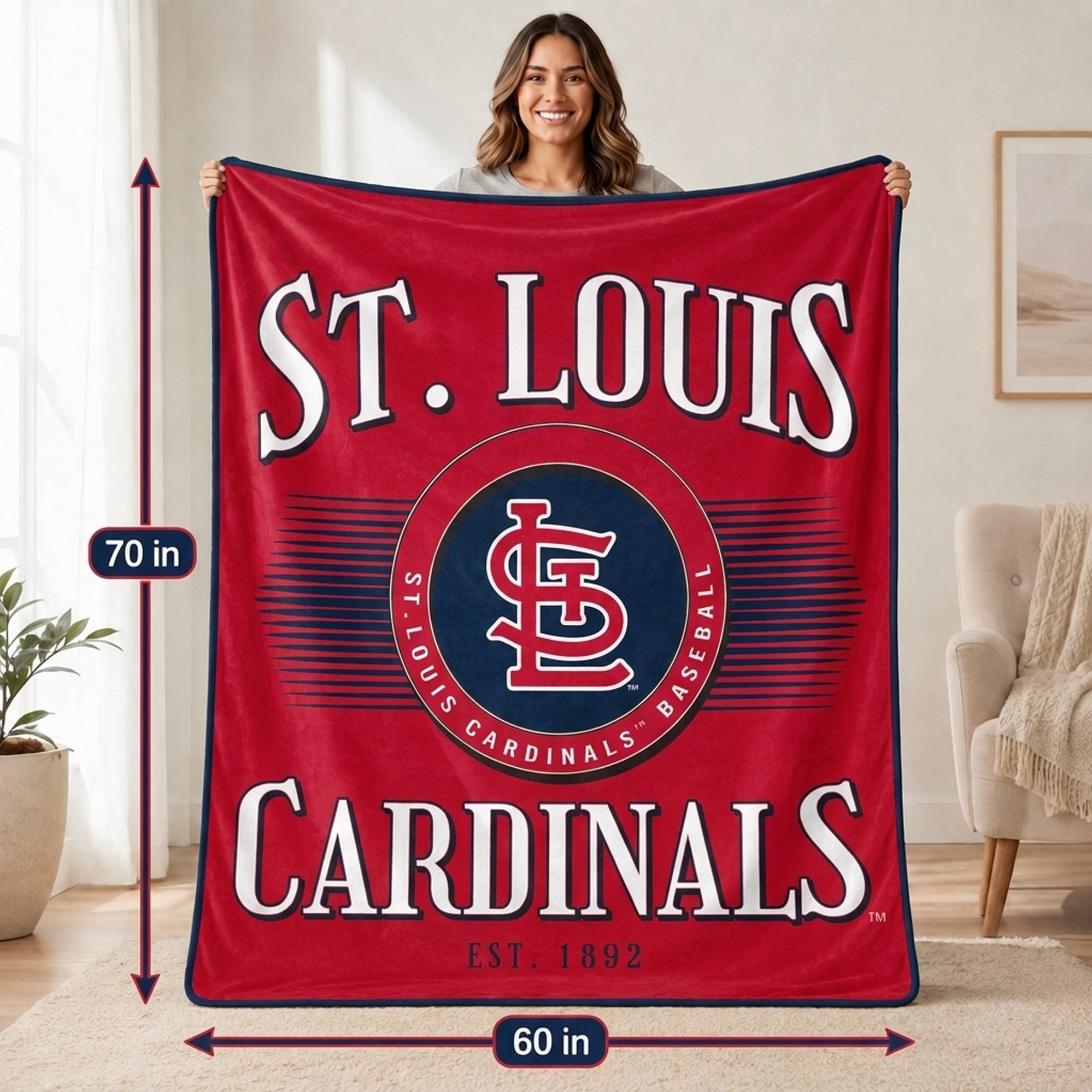 Couverture ultra douce Pegasus St. Louis Cardinals Spotlight Arch 60" x 70"