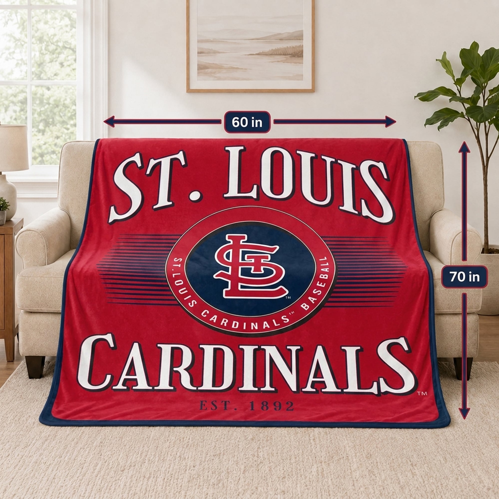 Couverture ultra douce Pegasus St. Louis Cardinals Spotlight Arch 60" x 70"