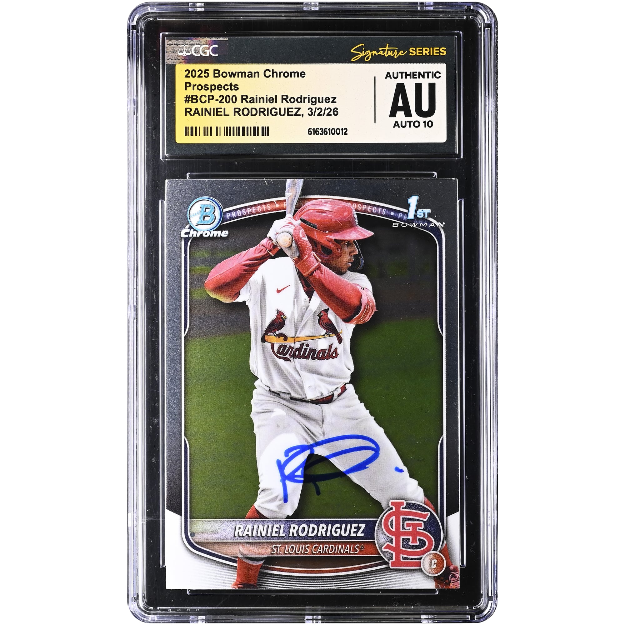 Rainiel Rodriguez St. Louis Cardinals Autographed 2025 Bowman Chrome Prospects #BCP-200 CGC Authenticated Auto 10 Card