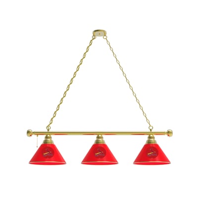St. Louis Cardinals 3-Shade Billiard Light with Brass Fixture
