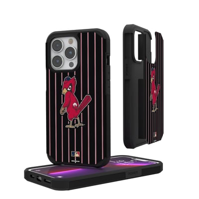 St. Louis Cardinals iPhone Pinstripe Cooperstown Design Rugged Case - Black