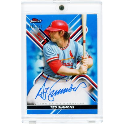 Ted Simmons St. Louis Cardinals Autographed 2022 Topps Finest Blue Refractor #FA-TS #15/150 Card