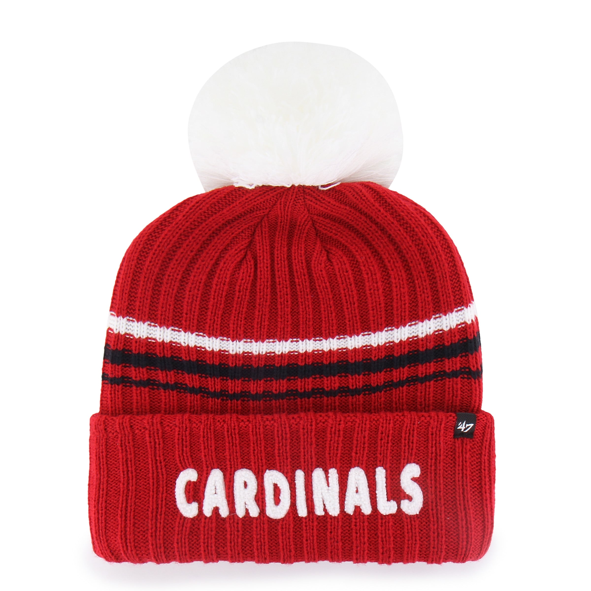 Bonnet en maille duveteuse à revers avec pompon, modèle 47 rouge des Cardinals de Saint-Louis