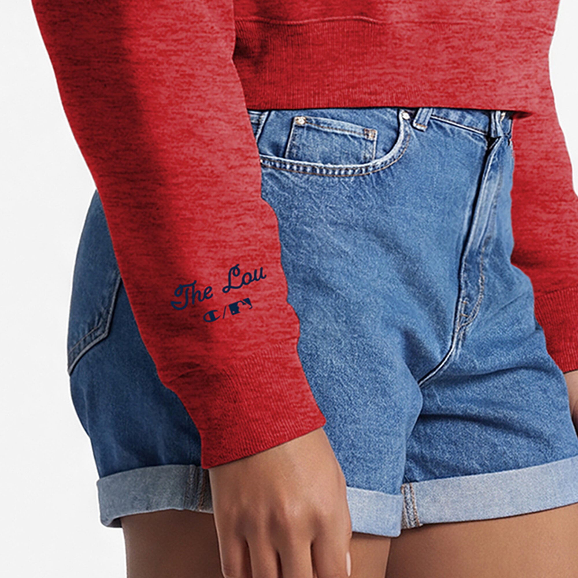 Pull court à col zippé Champion rouge St. Louis Cardinals Triumph en polaire tri-blend pour femme