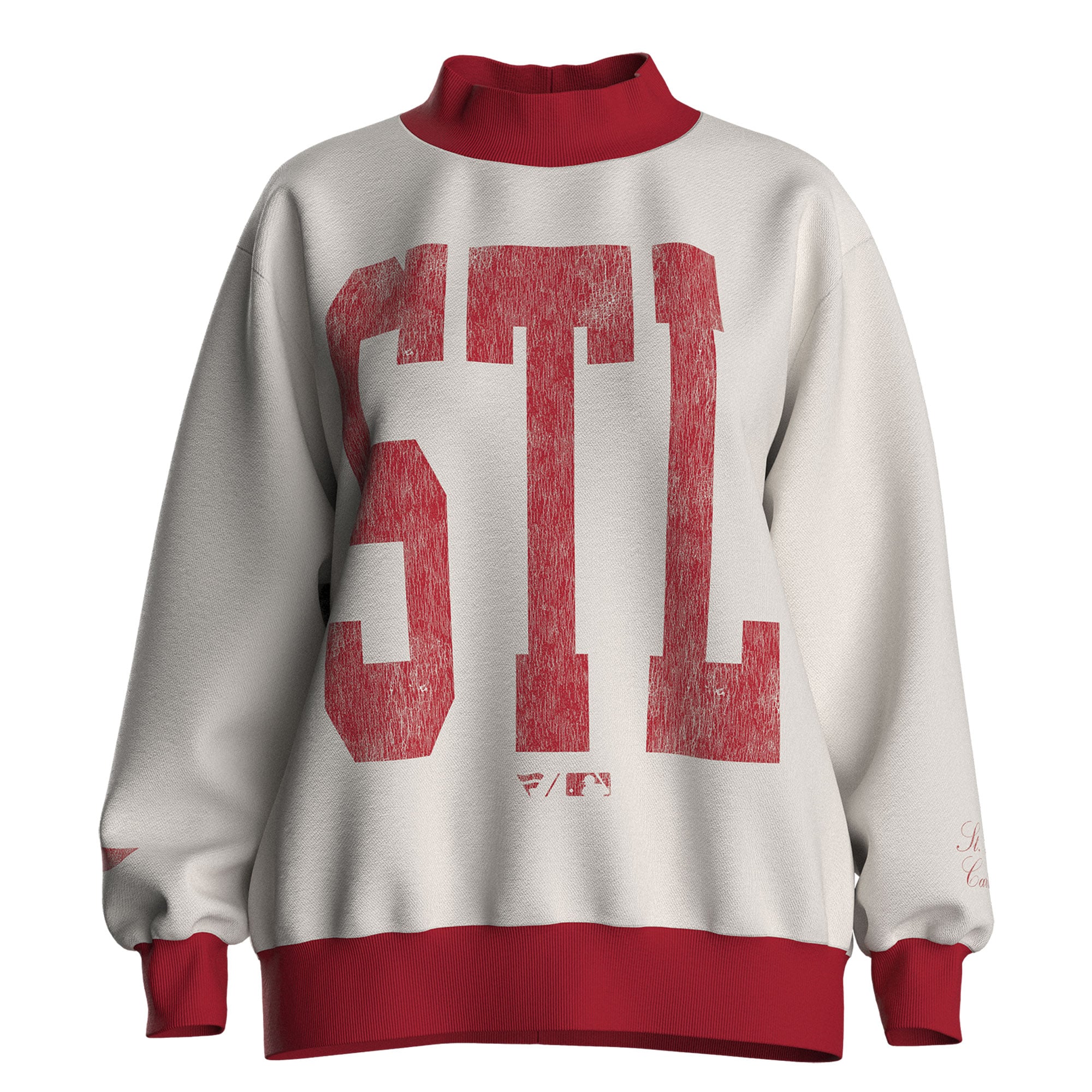 Women's Fanatics Cream St. Louis Cardinals City Abbreviation Funnel Neck Fleece Sweatshirt