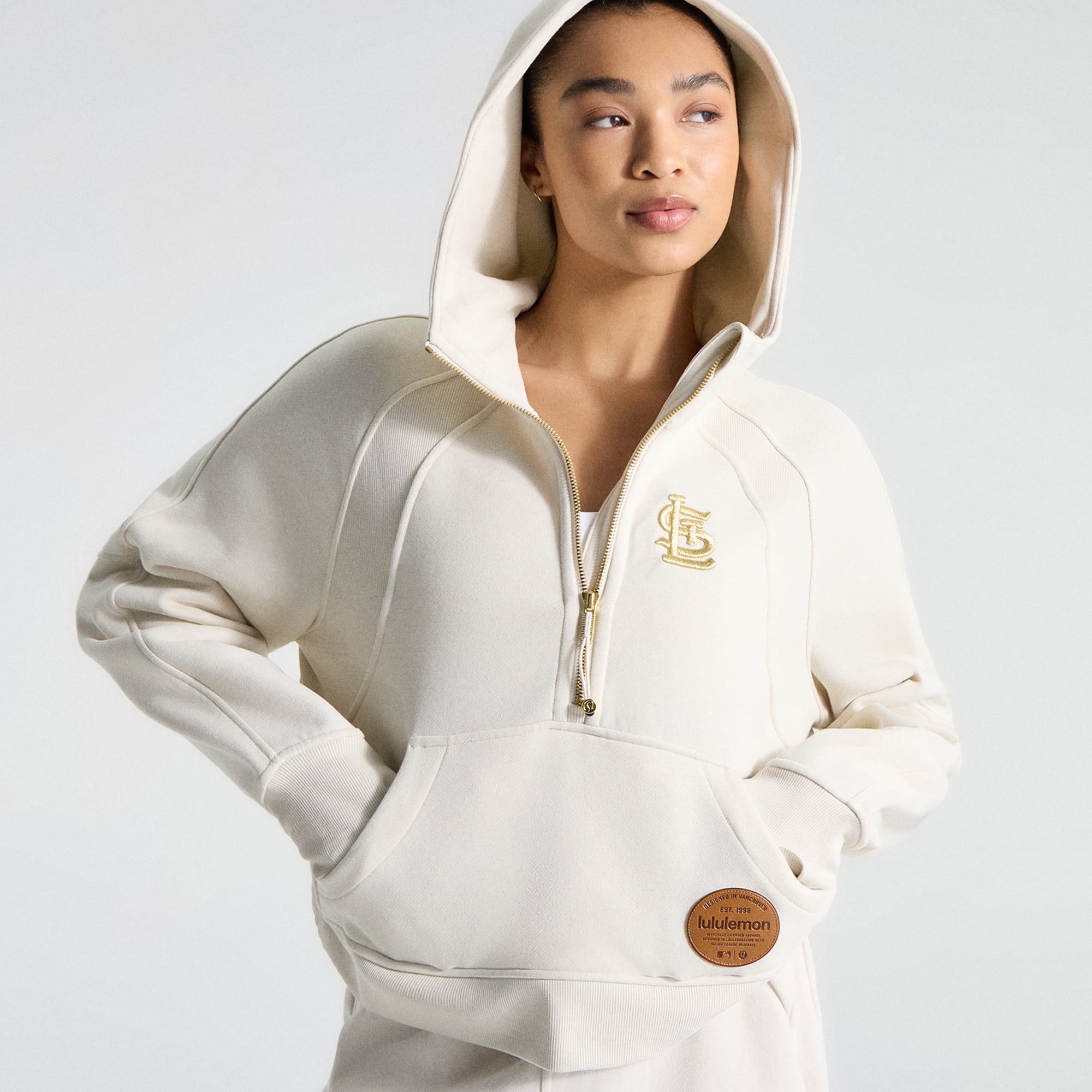Women's lululemon Light Ivory St. Louis Cardinals Scuba Oversized Half-Zip Hoodie