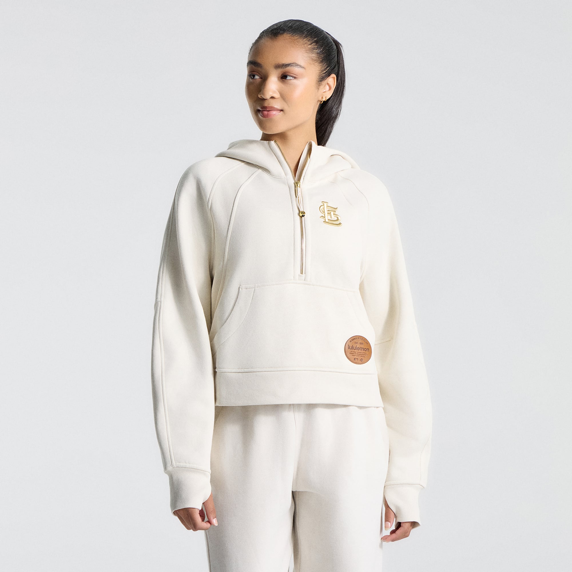 Women's lululemon Light Ivory St. Louis Cardinals Scuba Oversized Half-Zip Hoodie