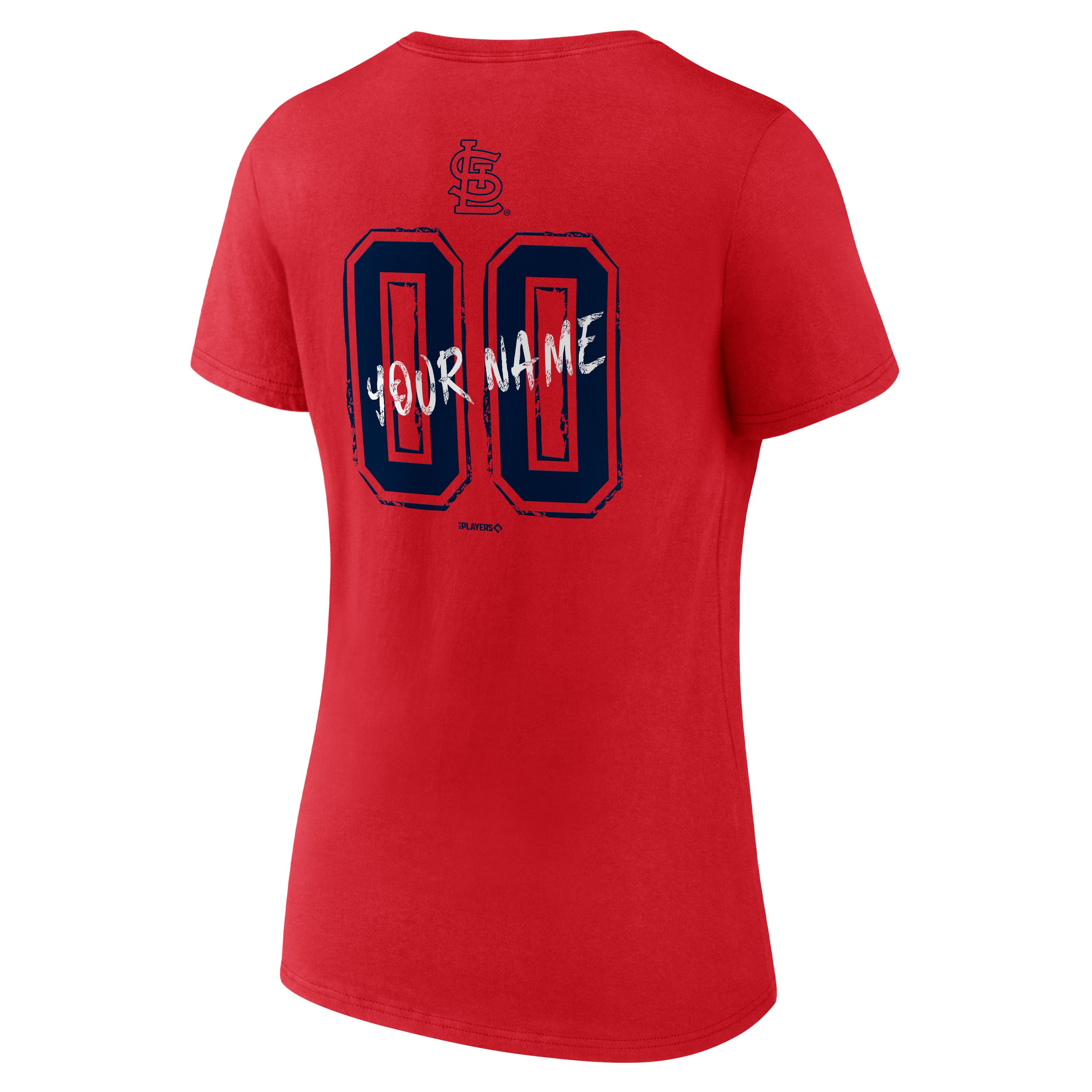 T-shirt à col en V personnalisé avec nom et numéro des Cardinals de Saint-Louis (rouge)