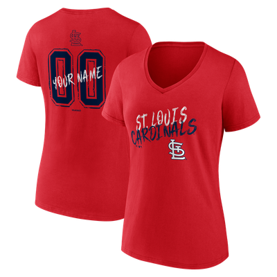 St. Louis Cardinals Women's Hustle Personalized Name & Number V-Neck T-Shirt - Red